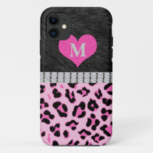 Monogramm, rosa Leoparddruck, iPhone 5 Fall Case-Mate iPhone Hülle