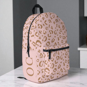 Monogramm Rosa Leopardenmuster Süßes Mädchenhaftes Bedruckter Rucksack