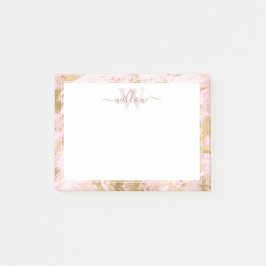 Monogramm Rosa Marmor Golden Foil Post-it Notes Post-it Klebezettel