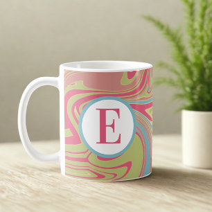 Monogramm Rosa Marmor Kaffeetasse