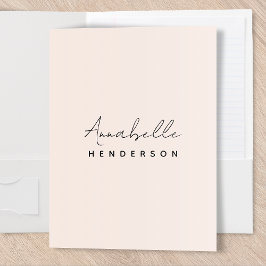 Monogramm Rosa | Moderne Minimalistische Weibchen Bewerbungsmappe