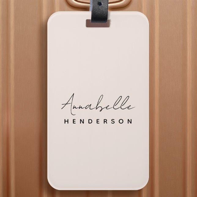 Monogramm Rosa | Moderne Minimalistische Weibchen Gepäckanhänger (Von Creator hochgeladen)