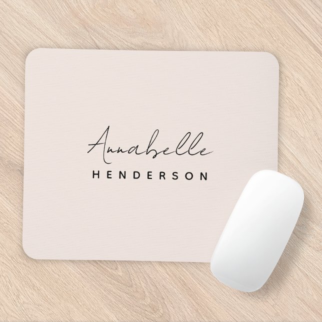 Monogramm Rosa | Moderne Minimalistische Weibchen Mousepad (Von Creator hochgeladen)