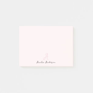 Monogramm Rosa   Moderne Minimalistische Weibchen Post-it Klebezettel