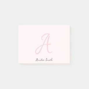 Monogramm Rosa   Moderne Minimalistische Weibchen Post-it Klebezettel
