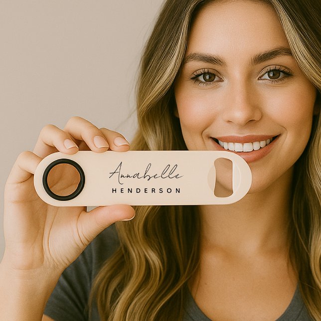 Monogramm Rosa | Moderne Minimalistische Weibchen Speed Flaschenöffner (Von Creator hochgeladen)