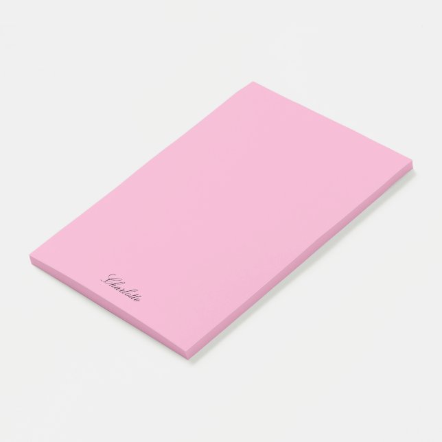 Monogramm Rosa Moderne Schrift Minimalistisch Benu Post-it Klebezettel (angewinkelt)