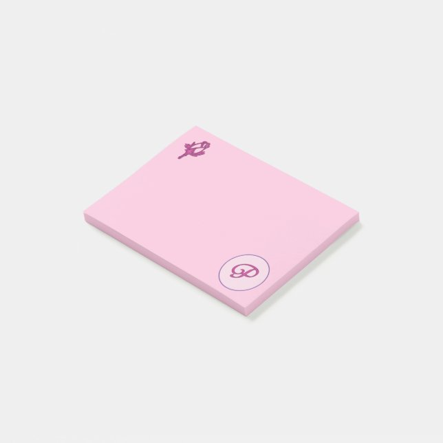 Monogramm Rosa P Post-it Klebezettel (angewinkelt)