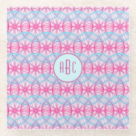 Monogramm rosa Radmuster Glasuntersetzer