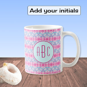 Monogramm rosa Radmuster Tasse