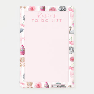 Monogramm Rosa Retro Disco Ball Coquette Post-it Klebezettel