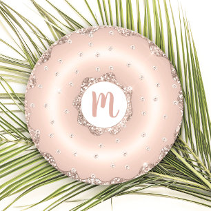 Monogramm Rosa Rosa-Glitzer Runder Pappuntersetzer