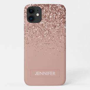 Monogramm Rosa Rose Gold Glitzer und Sparkor Case-Mate iPhone Hülle