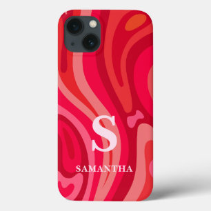 Monogramm rosa rotes Muster Case-Mate iPhone Hülle