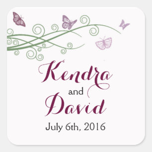 Monogramm Rosa Schmetterlingsklemme Quadratischer Aufkleber