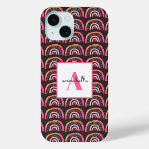 Monogramm Rosa & Schwarz Wasserfarben Regenbogen M Case-Mate iPhone Hülle