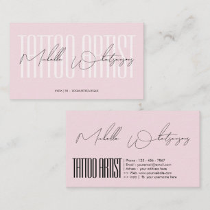 Monogramm rosa TATTOO-KÜNSTLER moderne Schrift Visitenkarte
