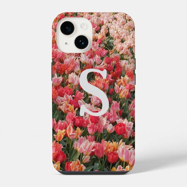 Monogramm Rosa Tulpen iPhone-Hülle iPhone Hülle (Rückseite)