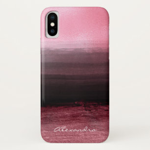 Monogramm-rosa u. schwarze Ombre Case-Mate iPhone Hülle