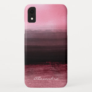 Monogramm-rosa u. schwarze Ombre Case-Mate iPhone Hülle