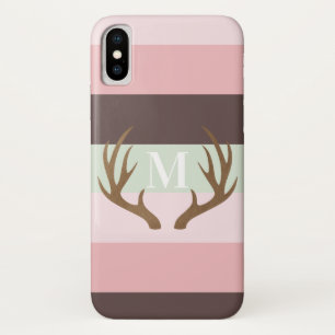 Monogramm rosa und braun Streifen Case-Mate iPhone Hülle