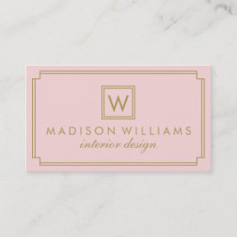 Monogramm Rosa und Gold Art Deco Visitenkarte