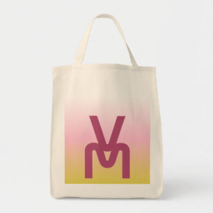 Monogramm Rosa und Gold Verlauf Tragetasche