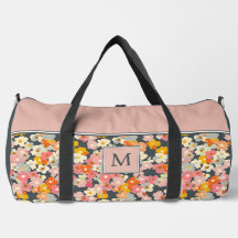 Monogramm Rosa und Grau Floral Initial Large
