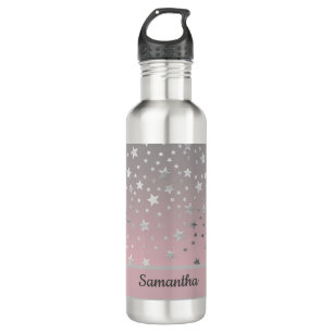 Monogramm Rosa und Grausteine Stilvoll Edelstahlflasche