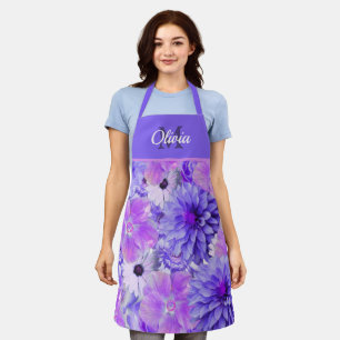 Monogramm Rosa und Lila floral Schürze