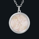 Monogramm Rosa und Weißmarmor Swirl Gold Glitzer Versilberte Kette<br><div class="desc">Mit Monogramm Personalisiertes rosa-weißes Marmorwirbelmuster mit goldgelber,  silberfarbener Halskette aus Glitzer</div>