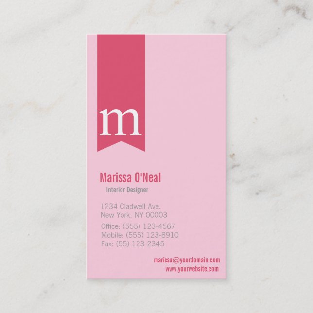 Monogramm-rosa Visitenkarte (Vorderseite)
