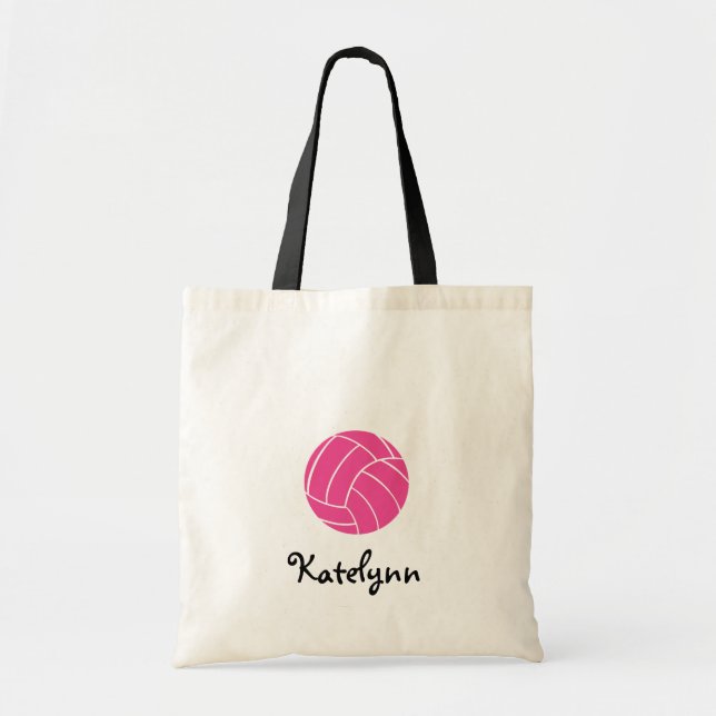 Monogramm-rosa Volleyball-Taschen-Tasche Tragetasche (Vorne)
