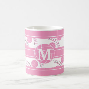 Monogramm-rosa Volleyball Tasse