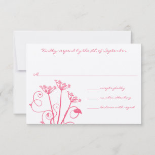 Monogramm Rosa Wilde Blumen Hochzeit RSVP Karte