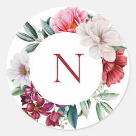 Monogramm Rosa Zapfen Klassischer Rundaufkleber Runder Aufkleber