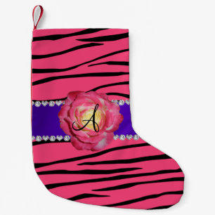 Monogramm rosa Zebrastreifen rosa Rosa Kleiner Weihnachtsstrumpf