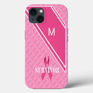 Monogramm-Rosaband Brustkrebs-Überlebende iPhone 13 Hülle