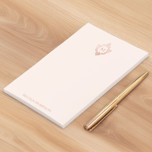 Monogramm Rosé Elegant Verzierte Rosen Gold Wappen Post-it Klebezettel