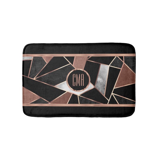 Monogramm Rose Gold Abstraktes Muster Badematte (Vorderseite)