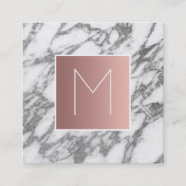 Monogramm Rose Gold auf grauem Marmor Quadratische Visitenkarte