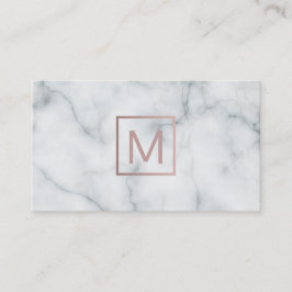 Monogramm Rose Gold auf Marmordesign Visitenkarte