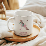 Monogramm Rose Gold Blume Letter X Kaffeetasse<br><div class="desc">Monogramm Rose Gold Blume Letter X</div>