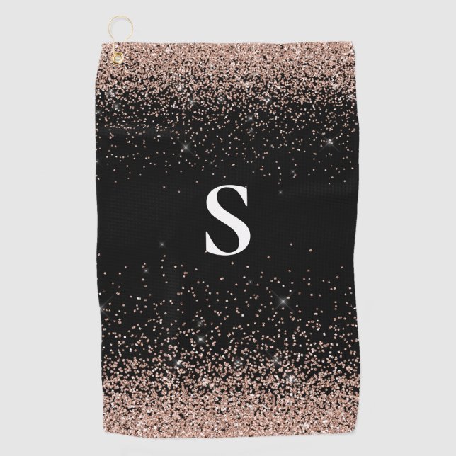 Monogramm-Rose Gold Golfhandtuch (Vorderseite)
