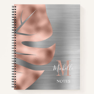Monogramm Rose Gold Grau Monogramm Notizbuch