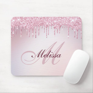 Monogramm Rose Gold lila Glitzer-Mauspad Mousepad
