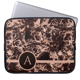Monogramm Rose Gold Marmor Laptopschutzhülle