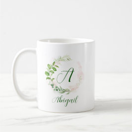 Monogramm-Rose Gold und grüne geometrische Kleider Kaffeetasse