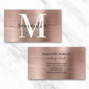 Monogramm-Rose Goldschimmer Visitenkarte