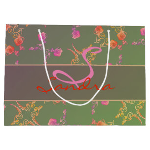 Monogramm Rose Herz und Lila Moss Große Geschenktüte